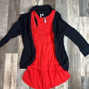 Lush Blouse With XL Frenchi Black Cardigan, Check Picture For Measurements